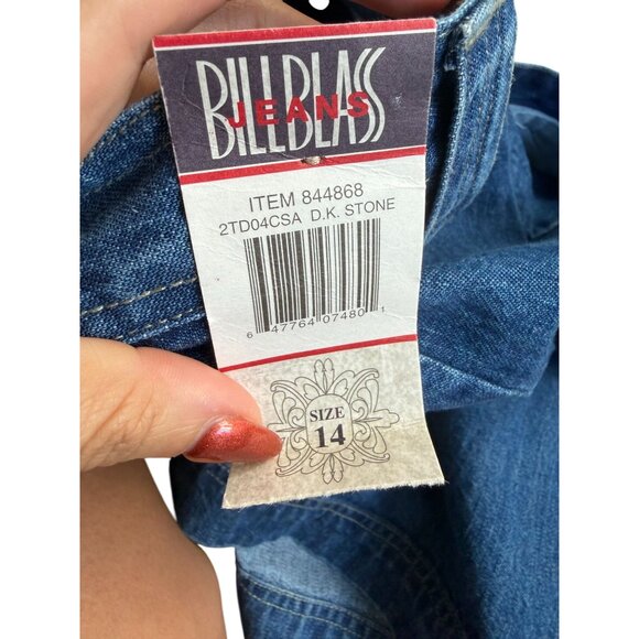 BILL BLASS Vintage 100% Cotton Pleated High Waist Mom Denim Shorts Size 14 NEW N - Picture 9 of 10